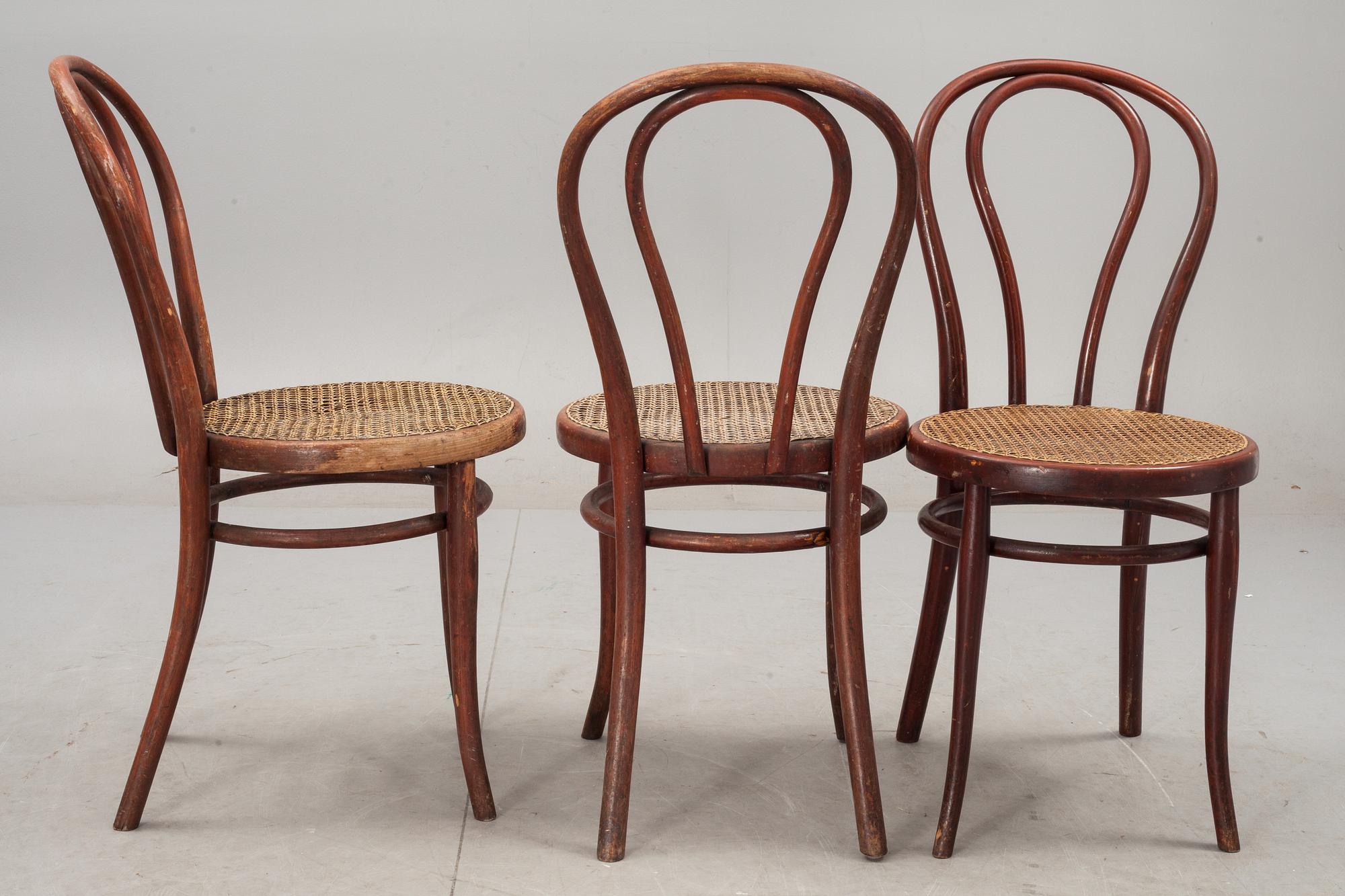 STOLAR, 6 st, Thonet, 1900-talets första hälft, brännmärkta.