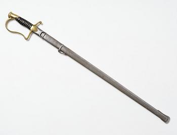 A Swedish artillery sword, 1889 pattern, with scabbard.
