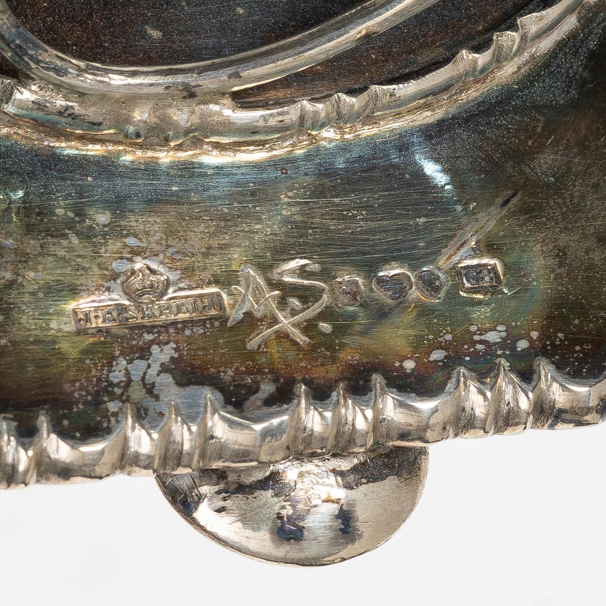 JE Skreij, bowl on foot, silver, Falun 1929.