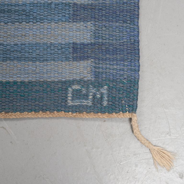 Carl Malmsten, a carpet, "Capella, blå", flat weave, ca  242-243,5 x 165,5 cm, signed CM.