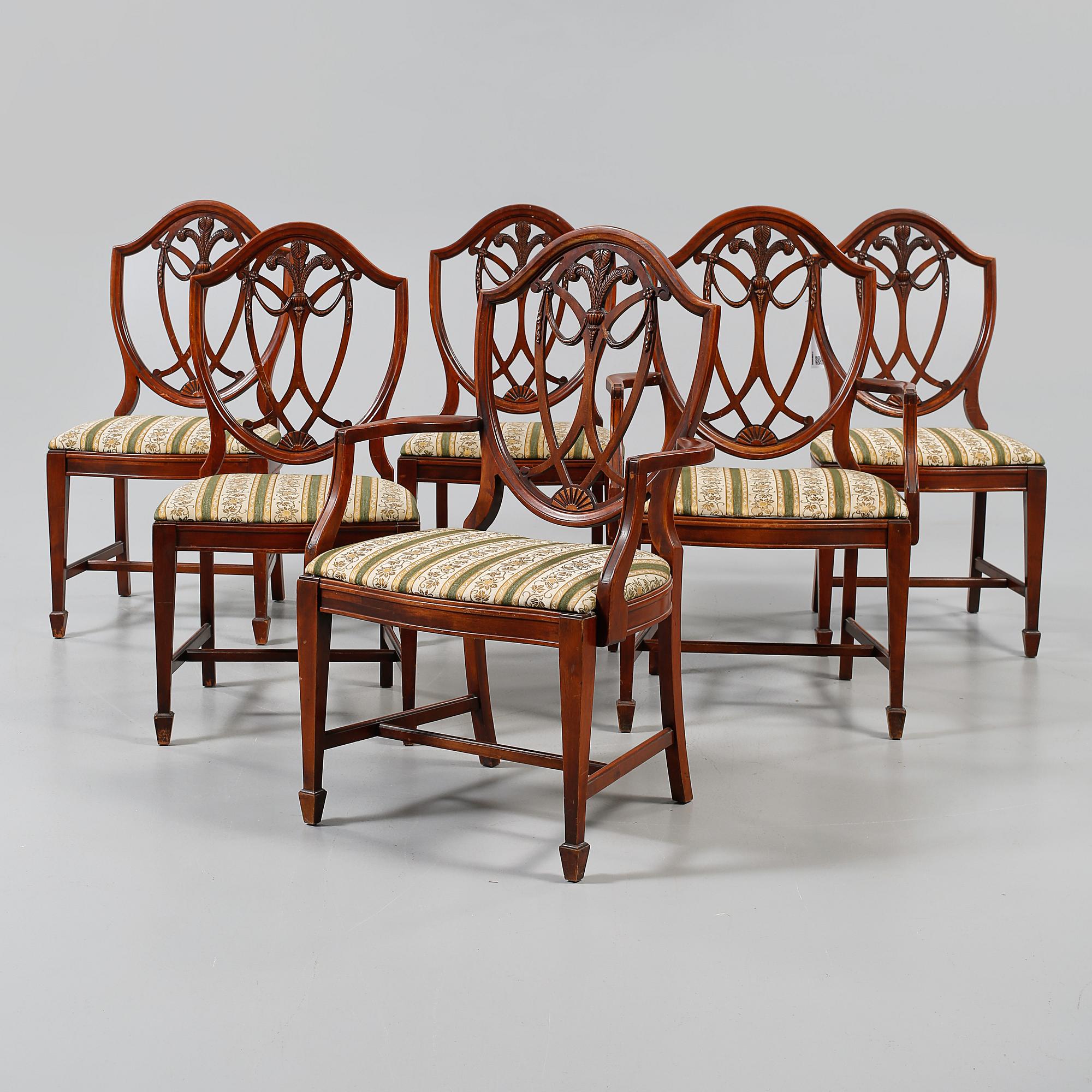 STOLAR, 6 st, engelsk stil, 1900-talets mitt.