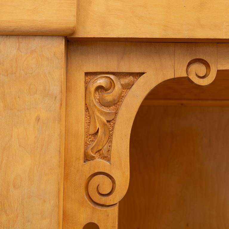 A birch veneered book case/wardrobe, 1930's/40's.