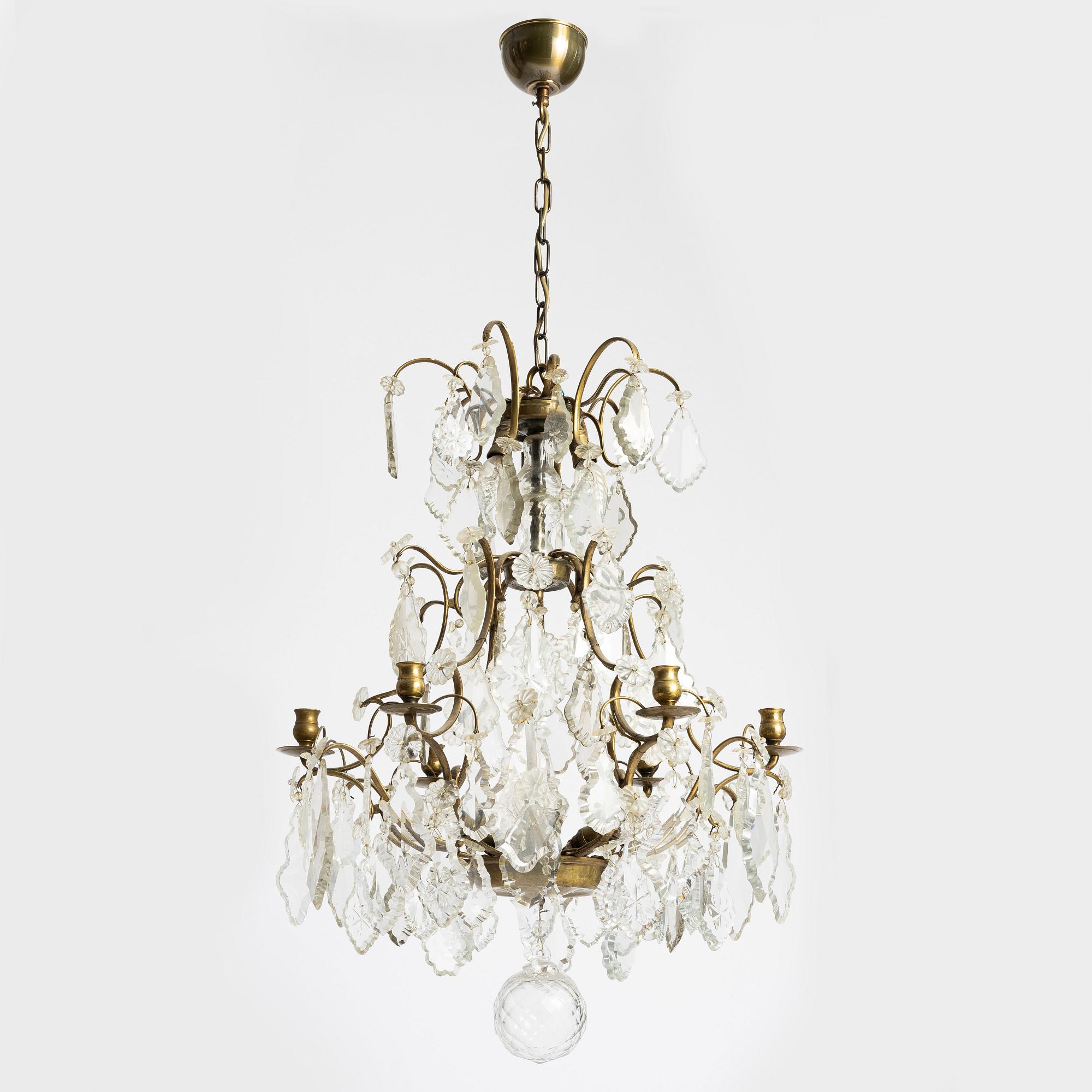 A Rococo style chandelier, first half of the 20th century.
