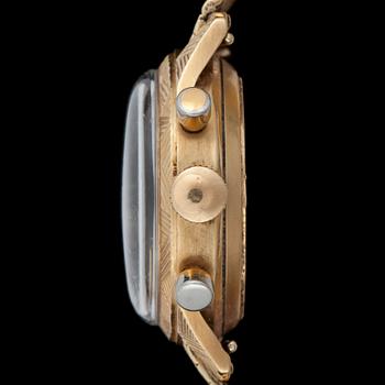 ARMBANDSUR, herr, LeCoultre, kronograf, 18k guld. Vikt ca 102g.
