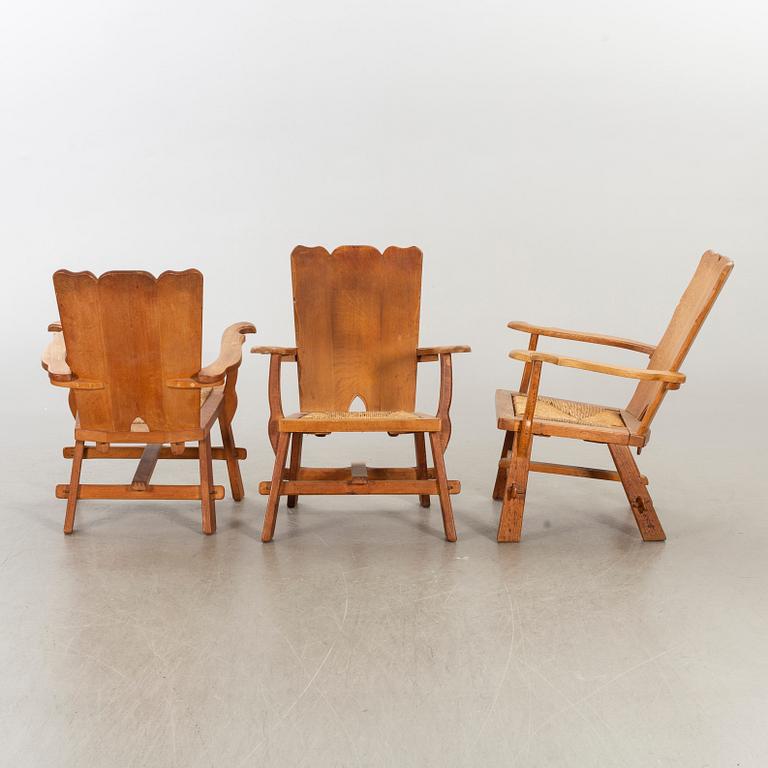 THREE EASY CHAIRS MID 20TH CENTURY.