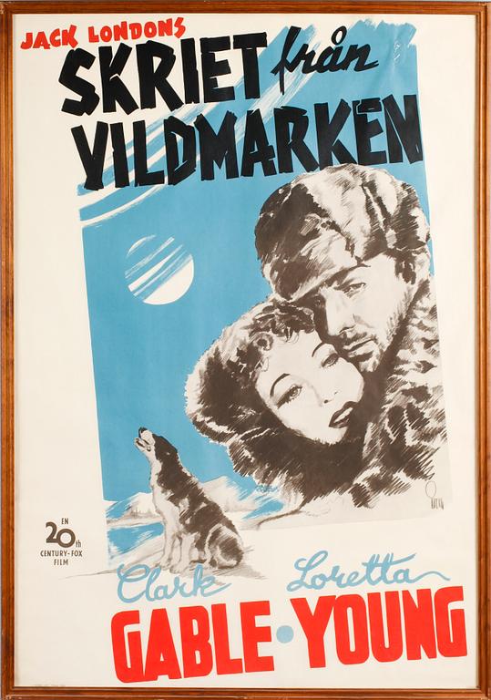FILMAFFISCH, litografiskt tryck, "Skriet från Vildmarken", 1945.