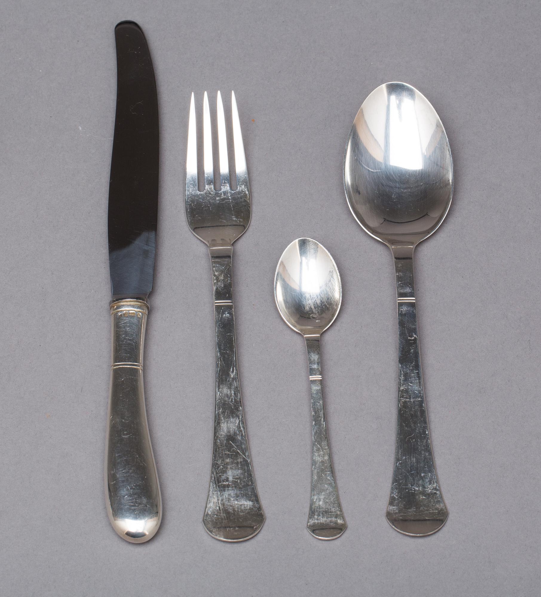 BESTICKUPPSÄTTNING, 48 delar, silver, "Birka", GAB, vikt ca 2200g.