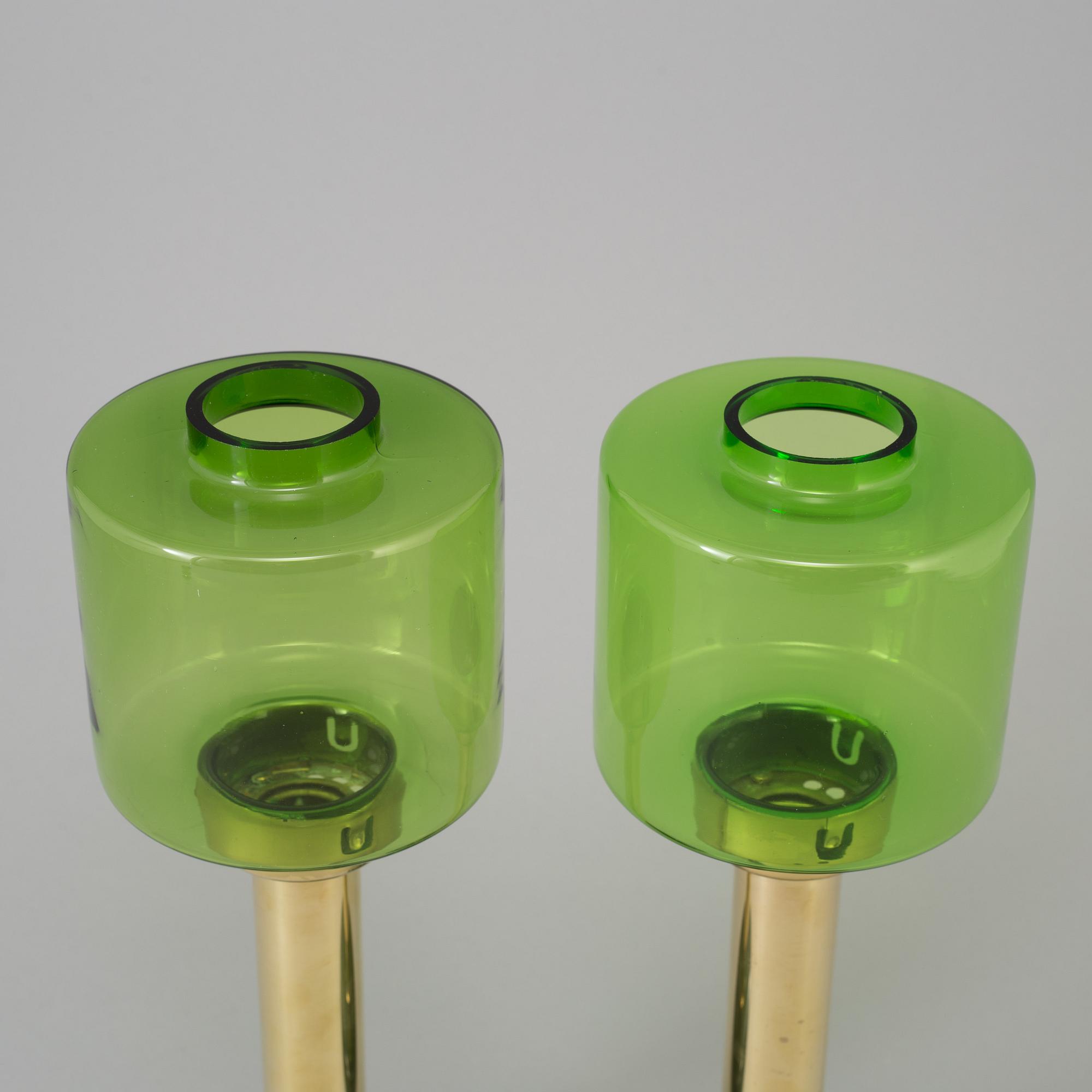 ÖSTLINGS, Gnosjö,  ljuslyktor/ljusstakar, ett par, mässing och glas, 1960-tal.