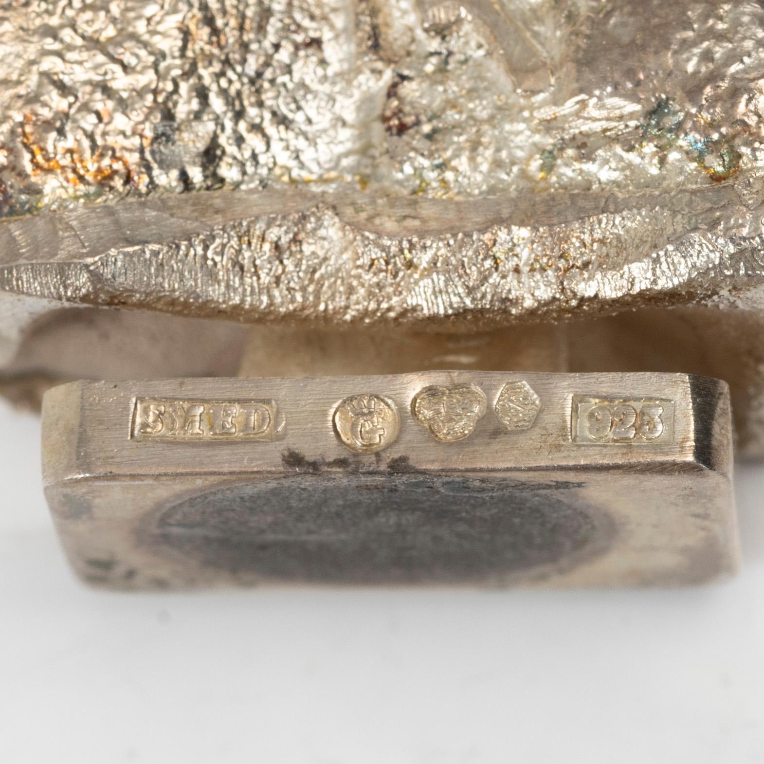 Lars Arby, a stamp and two small sculptures, silver, Gothenburg, Sweden.