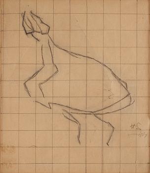 934. Helene Schjerfbeck, Studie av flicka i lång kjol.