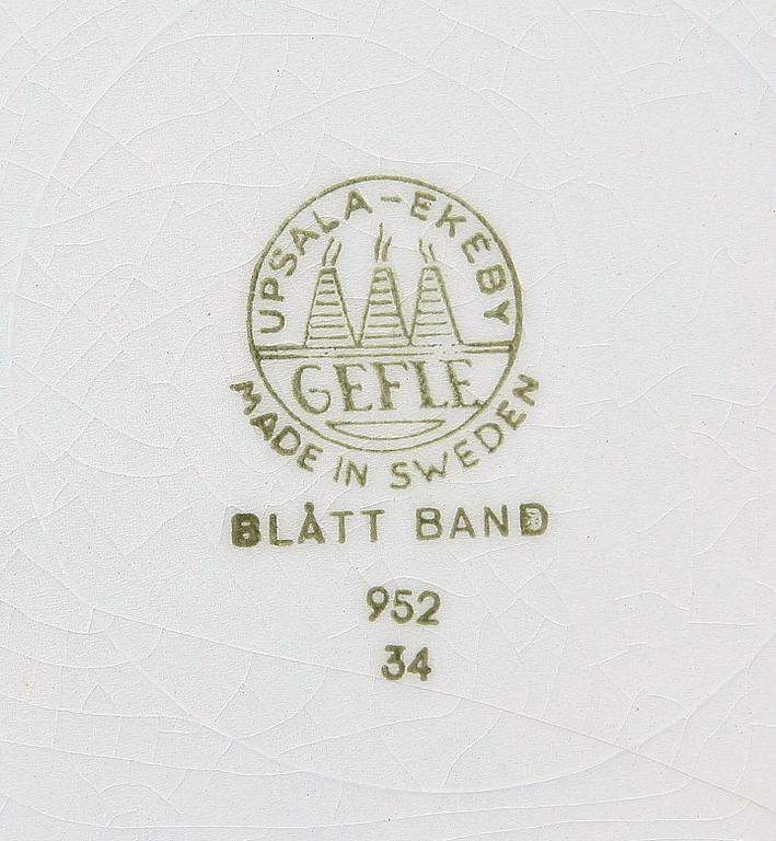 MAT- OCH TESERVISDELAR, 51 delar, flintgods, "Blått Band", Gefle 1900-talets första hälft.