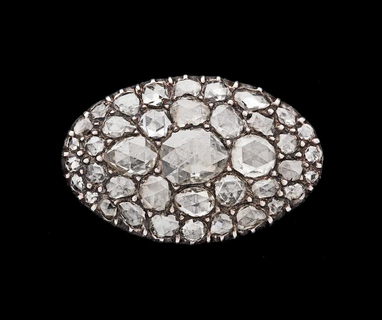 A rose cut diamond pendant/brooch, 18th century.