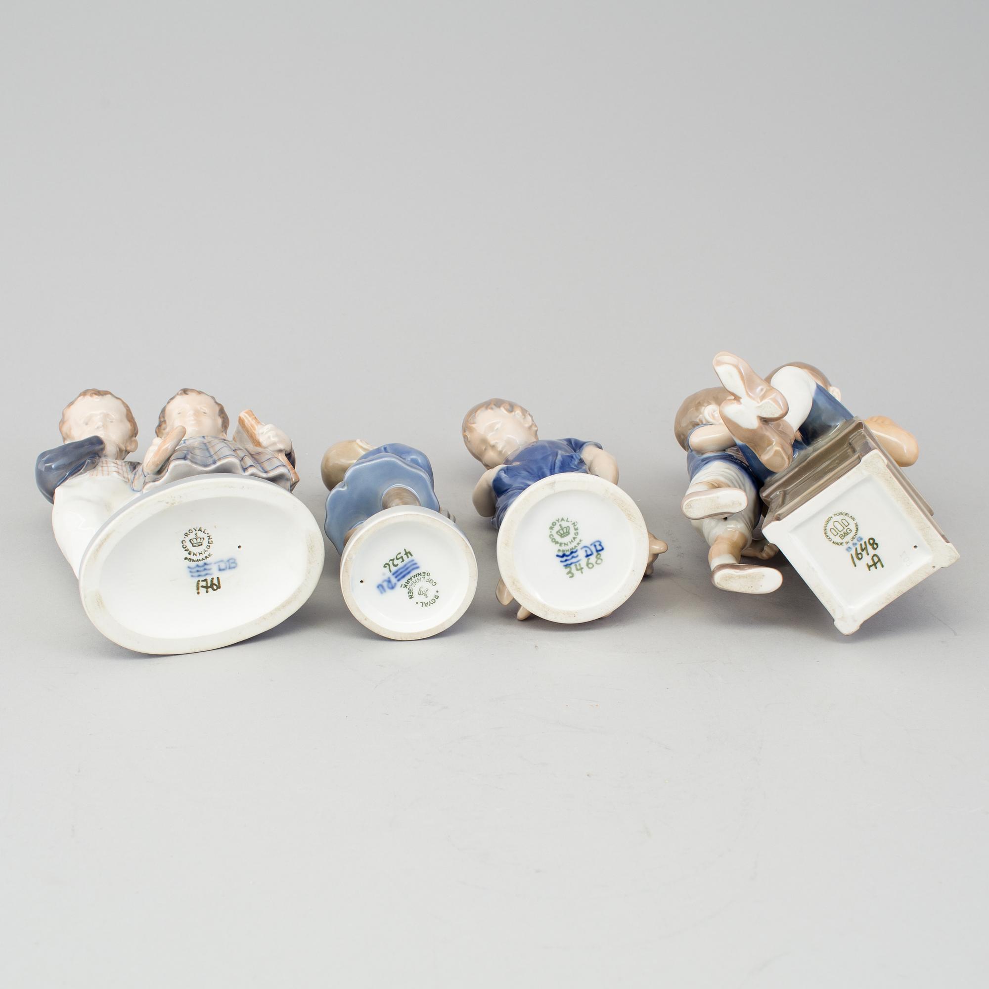 BING & GRØNDAHL & ROYAL COPENHAGEN, four porcelain figurines, late 20 th century.
