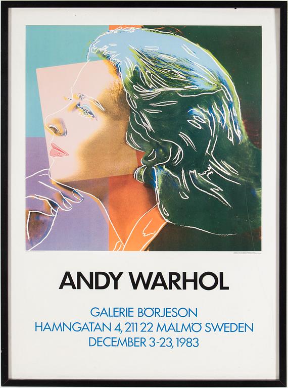 ANDY WARHOL, after, three posters, Galerie Börjeson 1983.