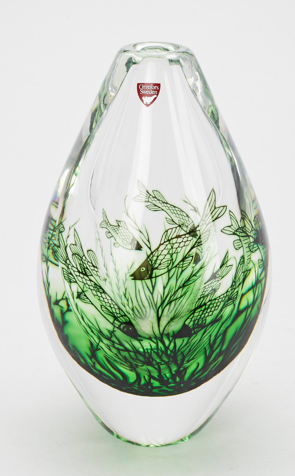 VAS, glas, "Fiskgraal", Edward Hald, Orrefors.