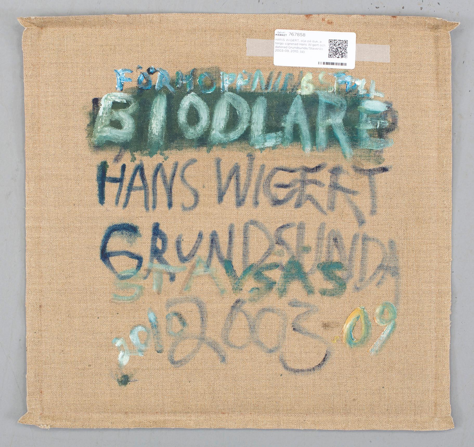 HANS WIGERT, oil on canvas signed Hans Wigert and dated Grundsunda/Stavsnäs 2003-09, 2010 on verso.