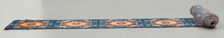 A MEDITATION CARPET, fourteen squares, an antique Ningxia, China late Qing, ca 822 x 60 cm.