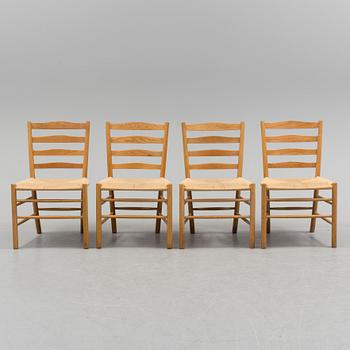 KAARE KLINT, four oak 'Kirkestolen' from Fritz Hansen, Denmark.