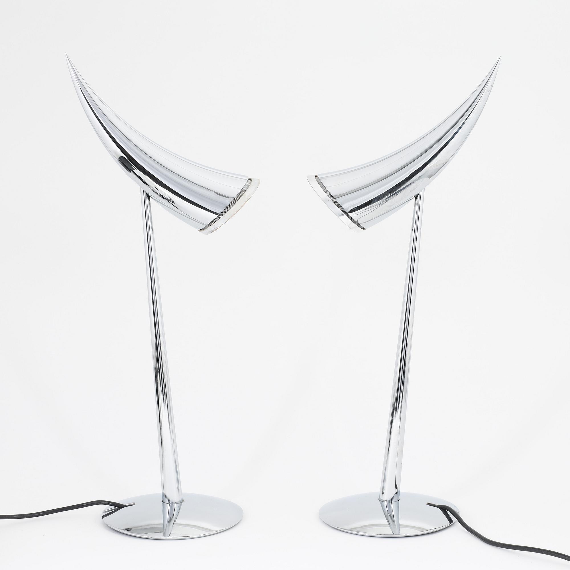 Philippe Starck, a pair of 'Ara' table lamps from Flos, Italy.