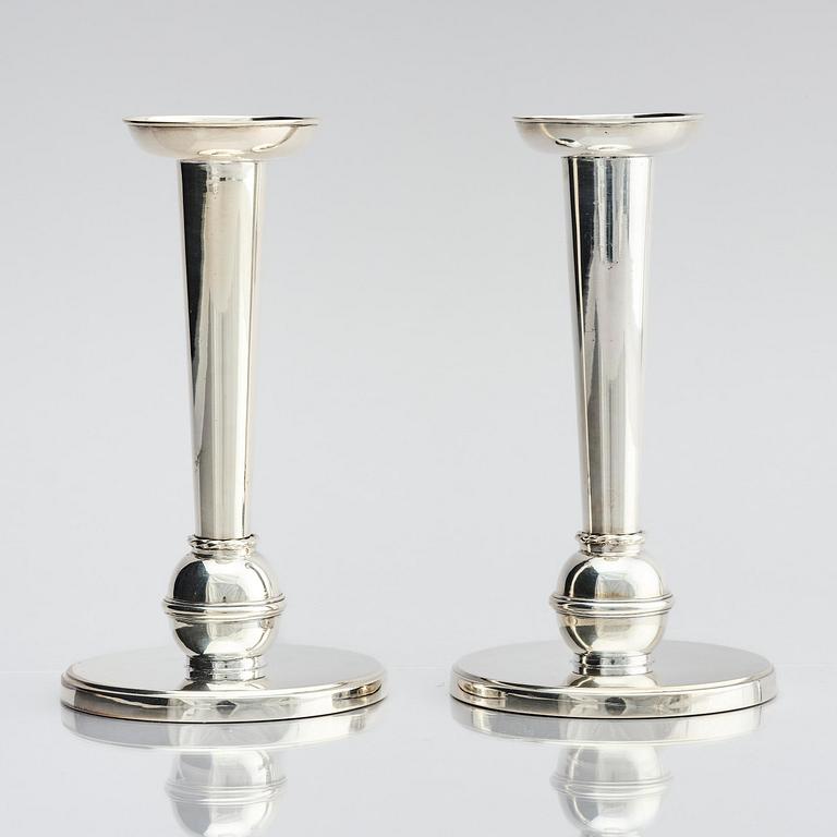 Carl Fredrik Carlman, a pair of silver candlesticks, Stockholm, Sweden 1955.
