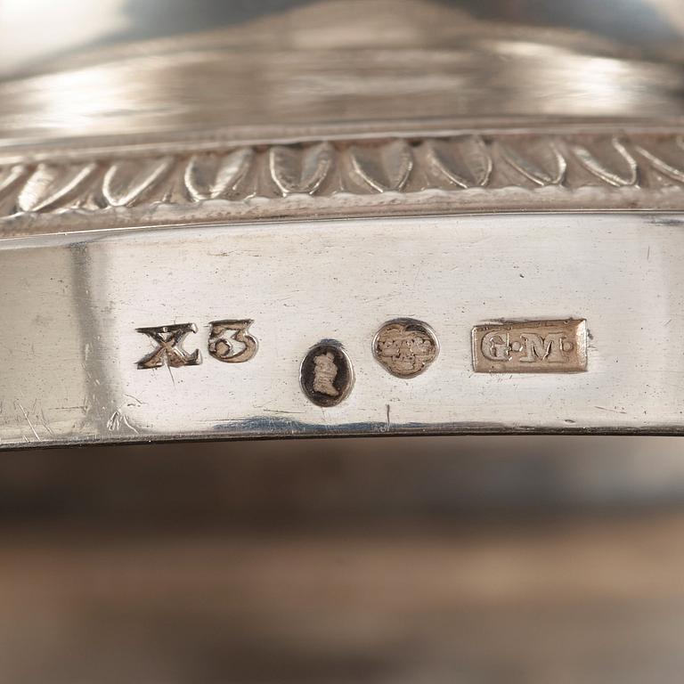A Swedish 19th century silver tea-pot, marks of Gustaf Möllenborg, Stockholm 1828.