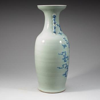 A Chinese underglaze blue and celadon vase, early 20th Century.