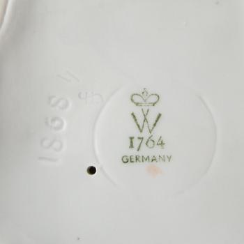 Figurines 4 pcs including Royal Dux and Wallendorf Germany mid-20th century porcelain.