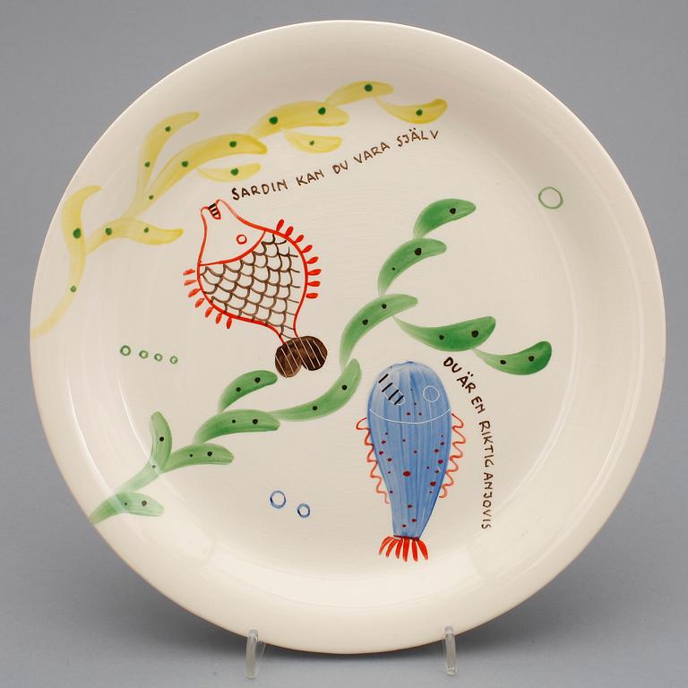 STIG LINDBERG, tallrikar, 12 st, "Löja", Gustavsberg 1948-62.