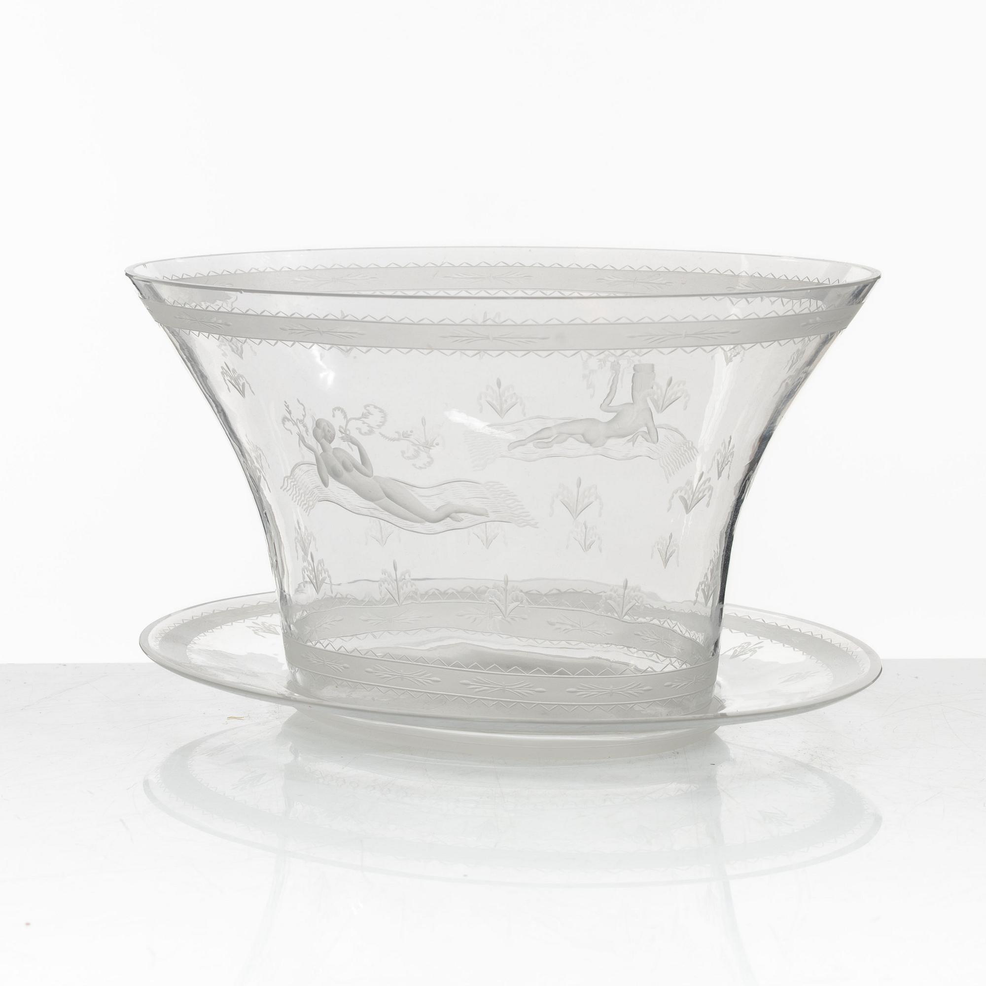 Edward Hald, skål med fat, modell 149, Orrefors.