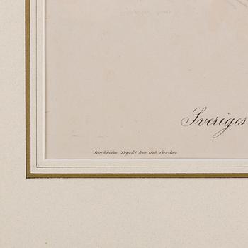 KRONPRINSPORTRÄTT, litografiskt tryck, Oscar II, ca 1840-42.