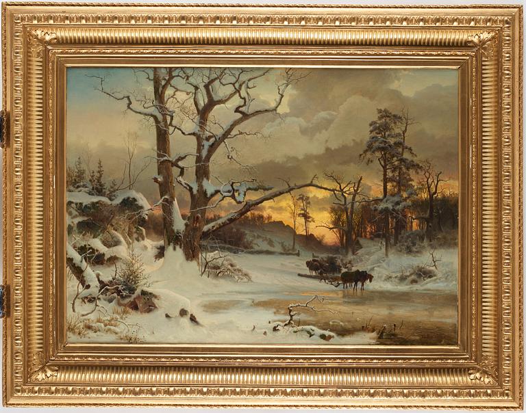 Gustaf Rydberg, "Vinterstycke, solnedgång" (Winter scene, sunset).