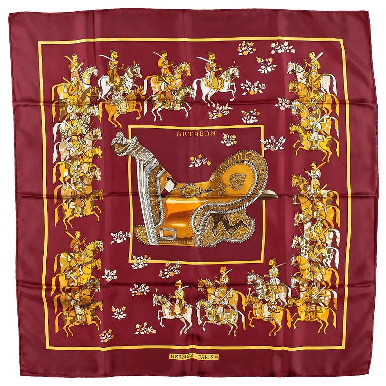 A set of two silk scarves by Hermès, "Armeria" and "Artaban".