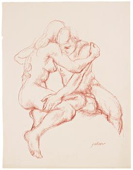 Gudmar Olovson, drawing. Red crayon. Signed.