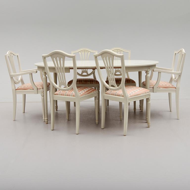 MATGRUPP, 7 delar, gustaviansk stil, 1900-talets andra hälft.