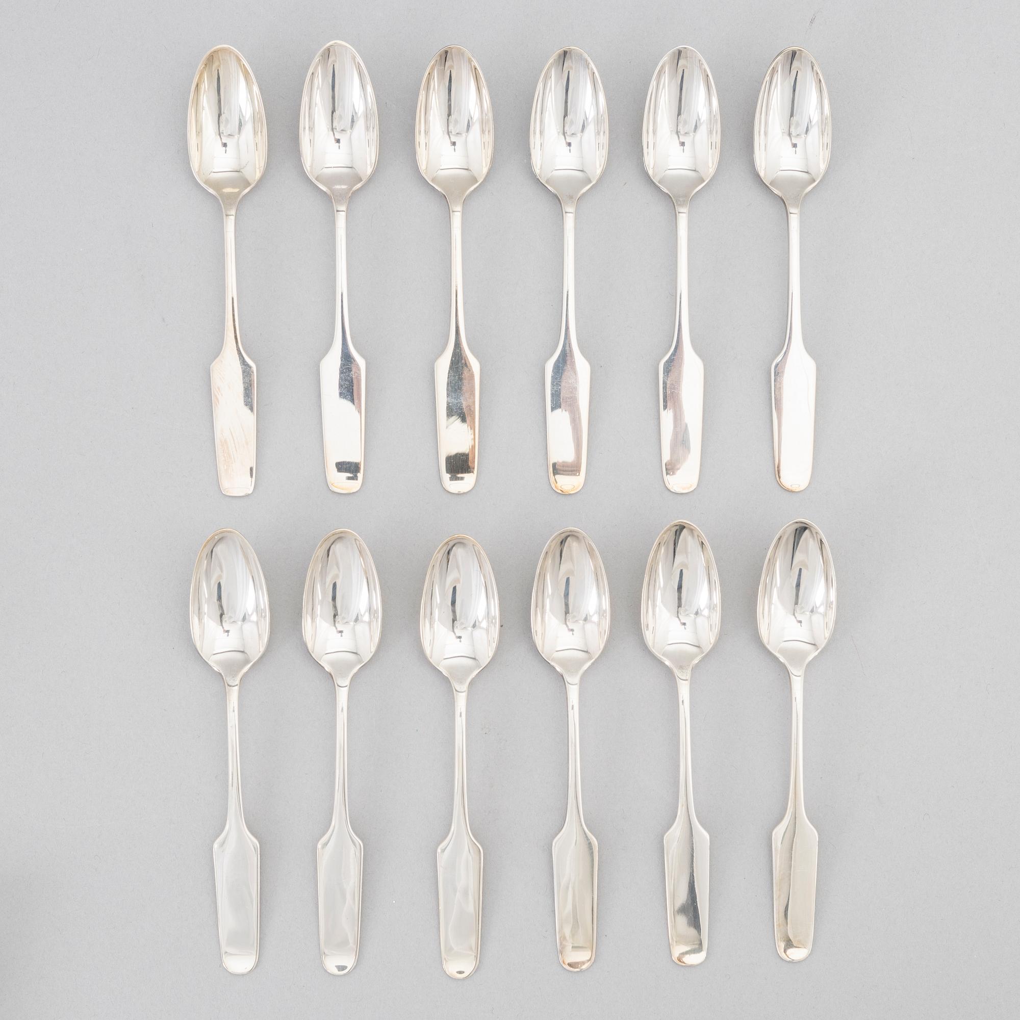 Claës Giertta, a set of twelve silver coffee spons, Mema, Lidköping 1971-75.