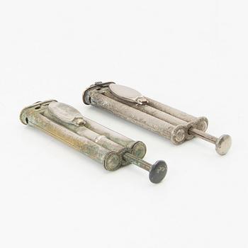 Foley & Ruse lighters, 2 pcs "Pellet match lighter", Canada circa 1888.