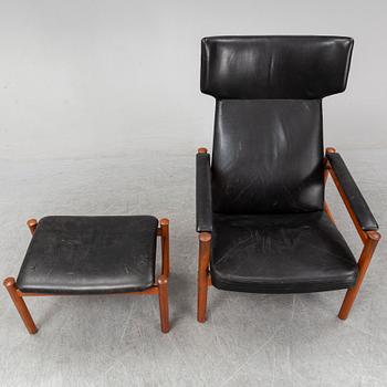 SÖREN HANSEN, an easy chair and ottoman, Friz Hansen, Denmark, 1963.