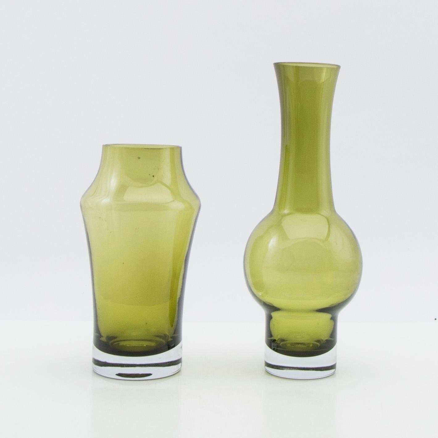 Tamara Aladin, Vases, 4 pcs, glass, Riihimäen Lasi, Finland, 1960s/70s.