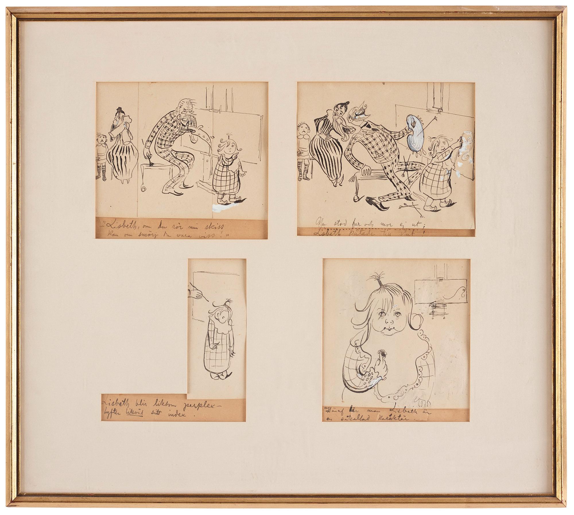 Carl Larsson, Four drawings of the artist's daughter Lisbeth.