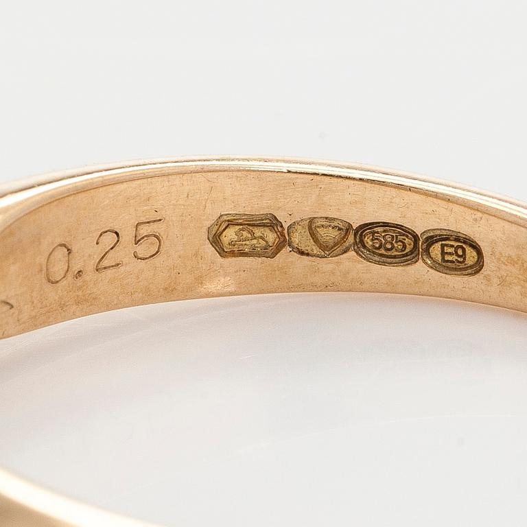 Ring, briljantslipad diamant, 14K guld, Kultakeskus 2006.