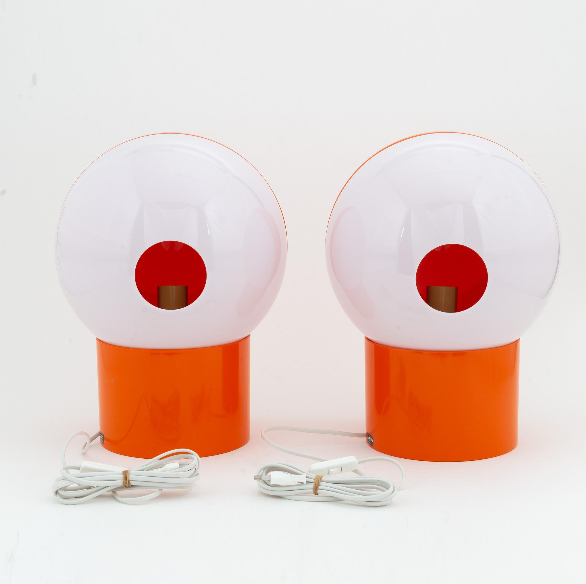 Uno & Östen Kristiansson, a pair of 'Luno'/ Nr 1241 table lamp, Luxus, Vittsjö, Sweden.