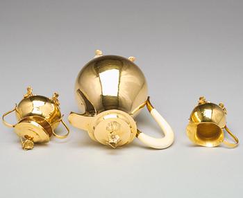 A Swedish rococo-style gold coffee-set, mark of Gustaf Schönning, Stockholm 1967.