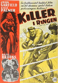 FILMAFFISCH, litografiskt tryck, "Killer i Ringen", 1960.
