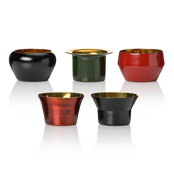 Claesson Koivisto Rune, a "Kin Urushi" set of 5 tea light holders, Sfera/Skultuna for Tohoku Support Limited Japan 2011.