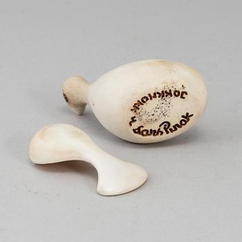 LARS PIRAK, a grouse reindeer horn salt cellar, signed Lars Pirak Jokkmokk.