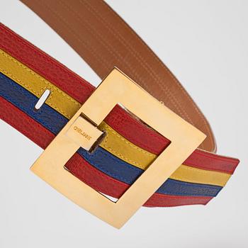 CÉLINE, a striped leather belt.