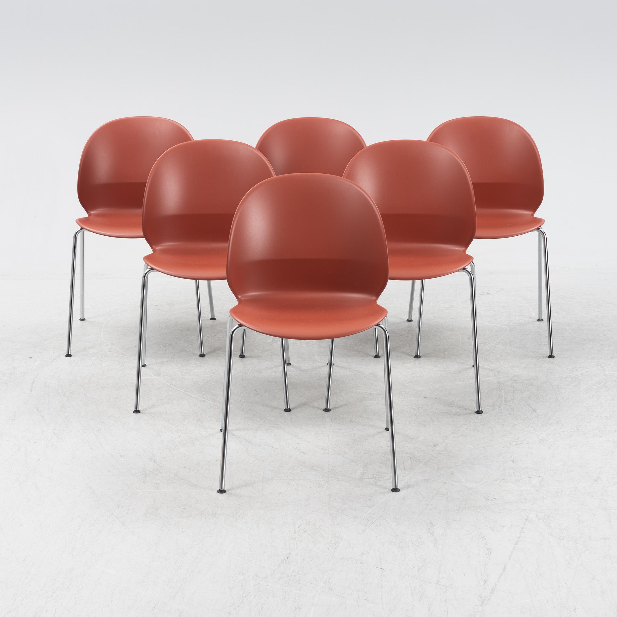 Nendo, a set of six model 'N02-10 Recycle chairs, Fritz Hansen, Denmark, 2020.