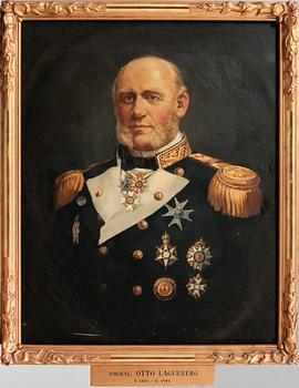 UNKNOWN ARTIST, oil on canvas, portrait of Admiral Otto Lagerberg, 19th century. Epaulets and book included.