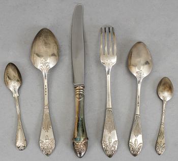 SKEDAR, 3+4+3 st, silver samt BESTICKSERVIS, 29 delar, nysilver, modell "Empire", bl.a. CG Hallberg.