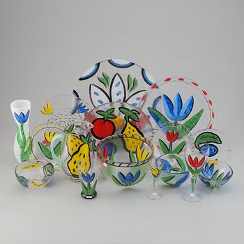 A glass service, 'Tulipa' 56 pcs, by Ulrica Hydman-Vallien, Kosta Boda, signed.